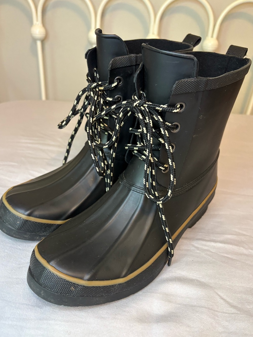 Chooka Classic Rain Duck Boots Black Lace Up Waterproof Women’s 8